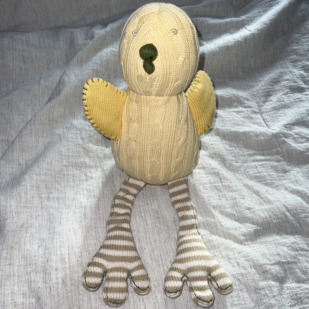 Pottery Barn Kids Yellow Cable Knit Duck Easter 18 Inch Total Length Plush 2007